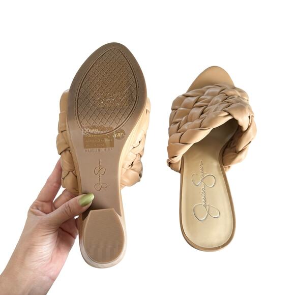 Jessica Simpson Supira Nude Platform Sandal Braided Faux Wood Mule Sandals 9.5 - Picture 6 of 8